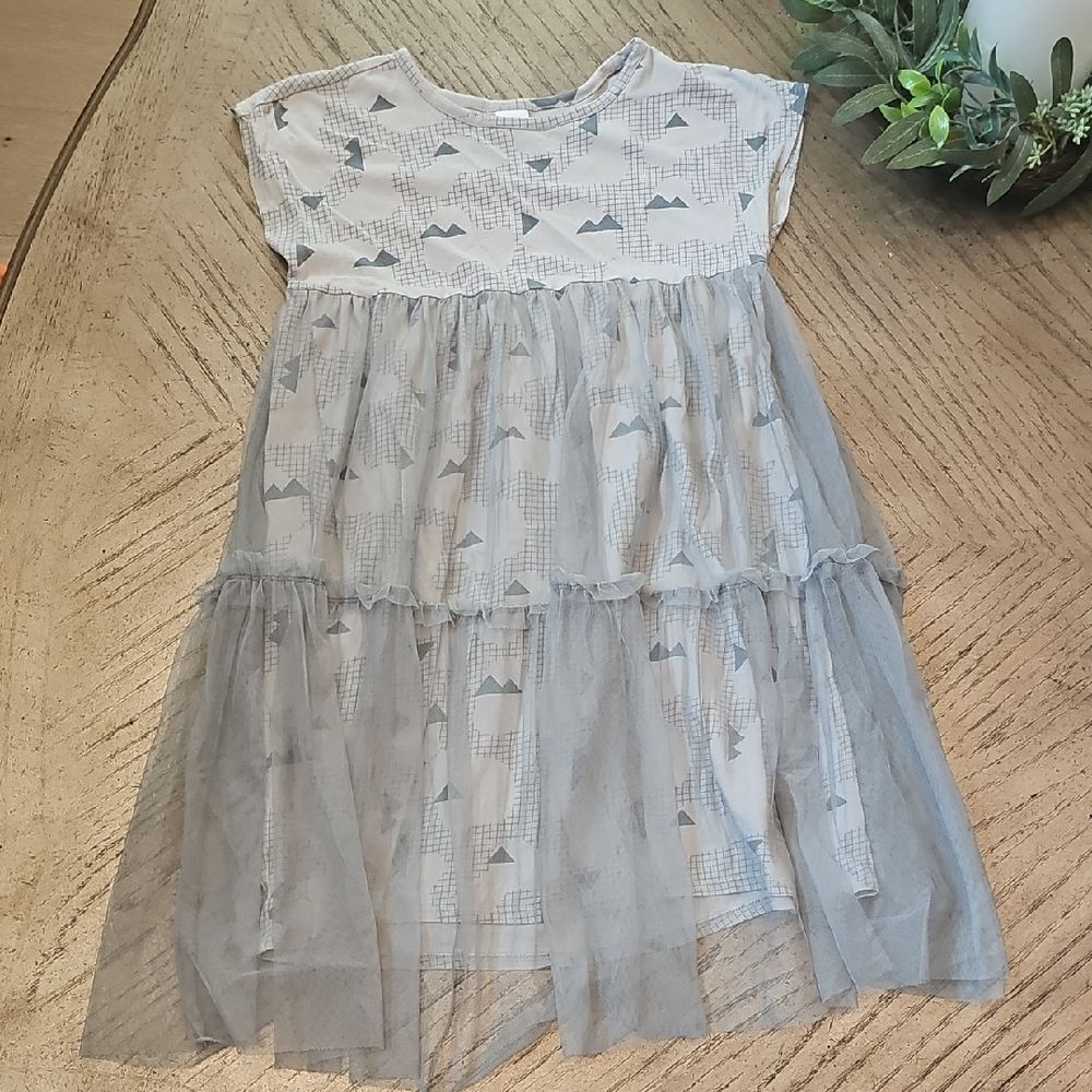 Charming Gray Tulle Dress Open Edit Size 7